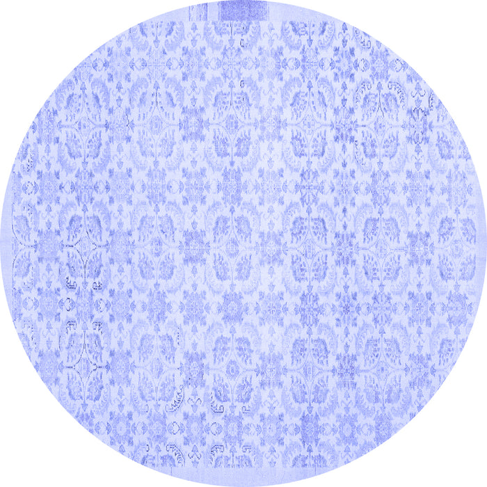 Round Machine Washable Abstract Blue Contemporary Rug, wshcon461blu