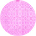 Round Abstract Pink Contemporary Rug, con461pnk