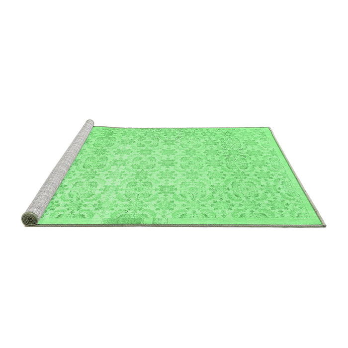 Sideview of Machine Washable Abstract Emerald Green Contemporary Area Rugs, wshcon461emgrn