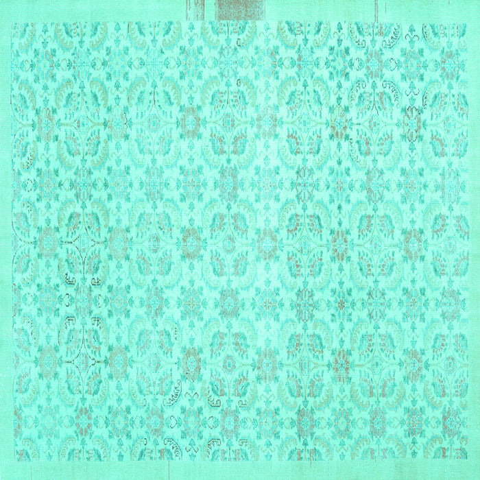 Square Abstract Turquoise Contemporary Rug, con461turq
