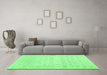 Machine Washable Abstract Emerald Green Contemporary Area Rugs in a Living Room,, wshcon461emgrn