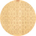 Round Abstract Brown Contemporary Rug, con461brn