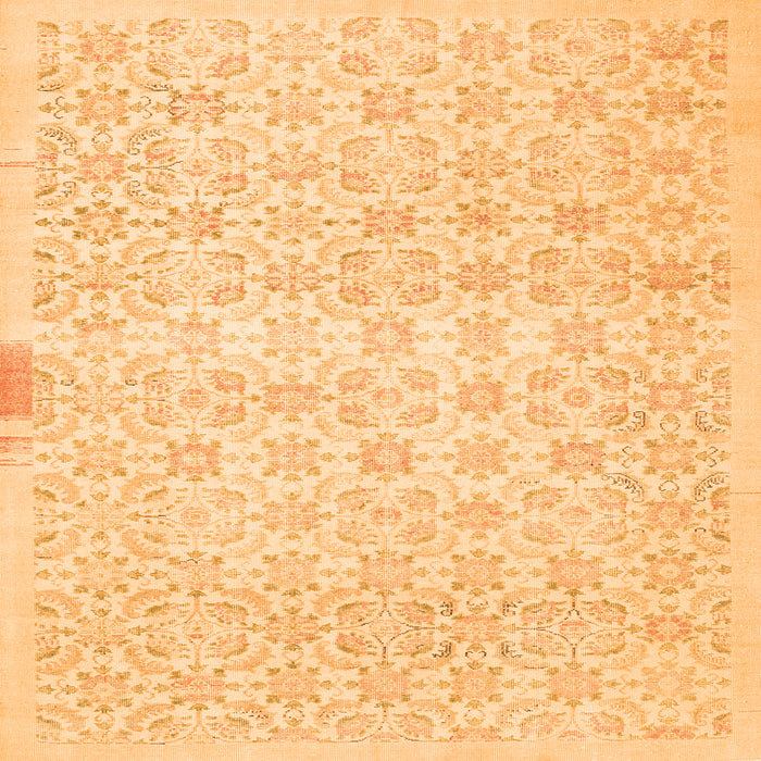 Round Machine Washable Abstract Orange Contemporary Area Rugs, wshcon461org