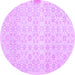 Round Machine Washable Abstract Purple Contemporary Area Rugs, wshcon461pur