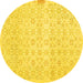 Round Abstract Yellow Contemporary Rug, con461yw