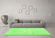 Machine Washable Abstract Green Contemporary Area Rugs in a Living Room,, wshcon461grn