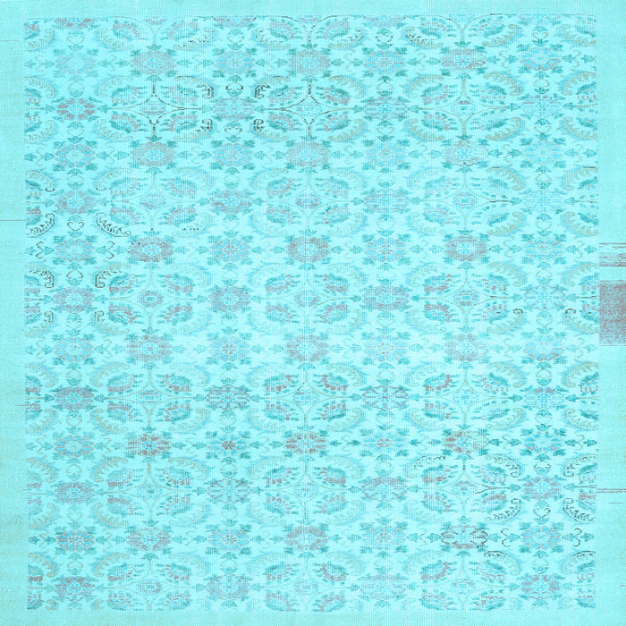 Square Abstract Light Blue Contemporary Rug, con461lblu