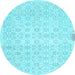 Round Machine Washable Abstract Light Blue Contemporary Rug, wshcon461lblu