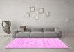 Machine Washable Abstract Pink Contemporary Rug in a Living Room, wshcon461pnk