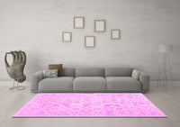 Machine Washable Abstract Pink Contemporary Rug, wshcon461pnk