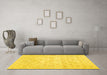 Machine Washable Abstract Yellow Contemporary Rug in a Living Room, wshcon461yw