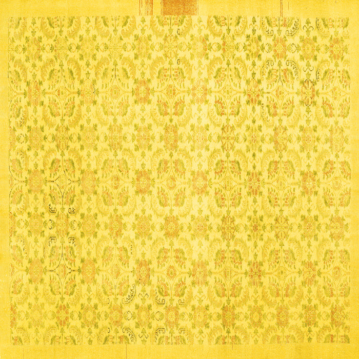 Square Abstract Yellow Contemporary Rug, con461yw