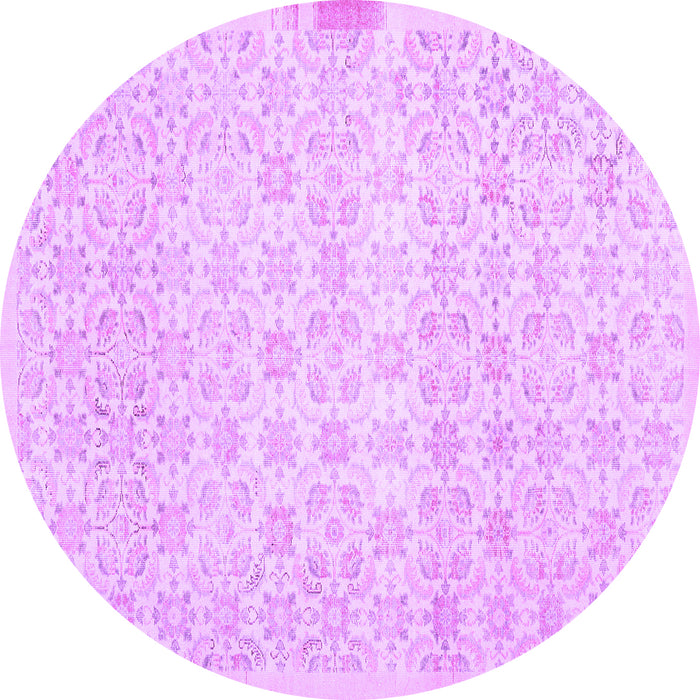 Round Abstract Purple Contemporary Rug, con461pur