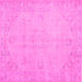 Square Machine Washable Abstract Pink Contemporary Rug, wshcon462pnk