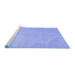 Sideview of Machine Washable Abstract Blue Contemporary Rug, wshcon462blu