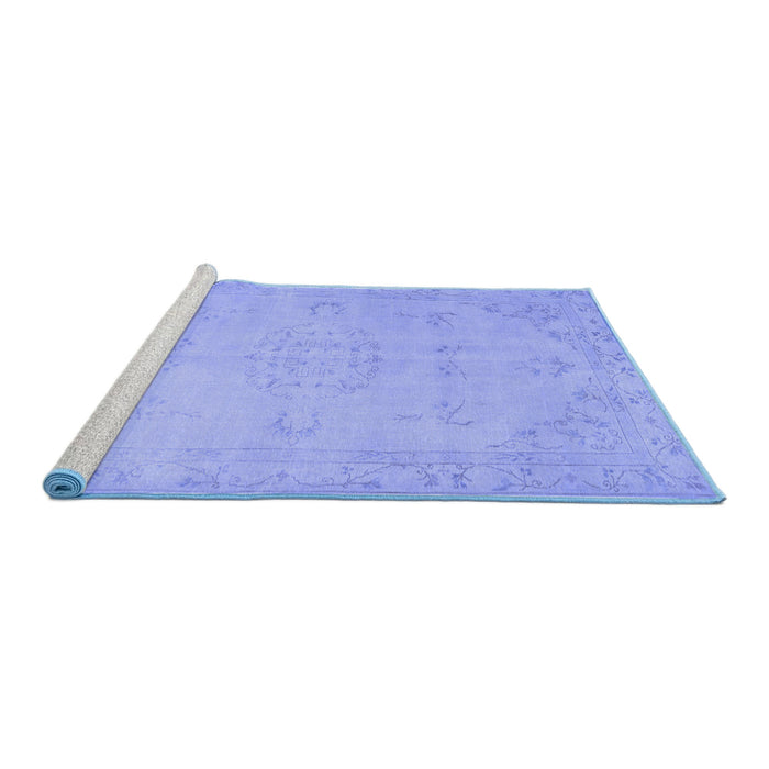 Sideview of Machine Washable Abstract Blue Contemporary Rug, wshcon462blu