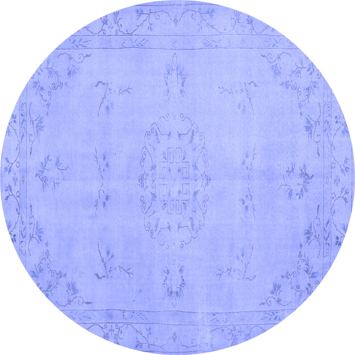 Round Abstract Blue Contemporary Rug, con462blu