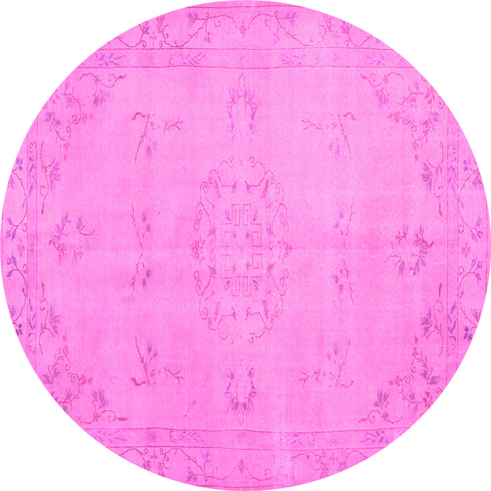 Round Machine Washable Abstract Pink Contemporary Rug, wshcon462pnk
