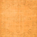 Round Machine Washable Abstract Orange Contemporary Area Rugs, wshcon462org