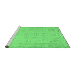 Sideview of Machine Washable Abstract Emerald Green Contemporary Area Rugs, wshcon462emgrn