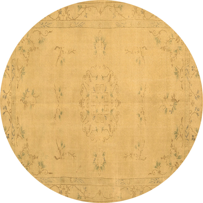 Round Abstract Brown Contemporary Rug, con462brn
