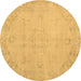Round Abstract Brown Contemporary Rug, con462brn
