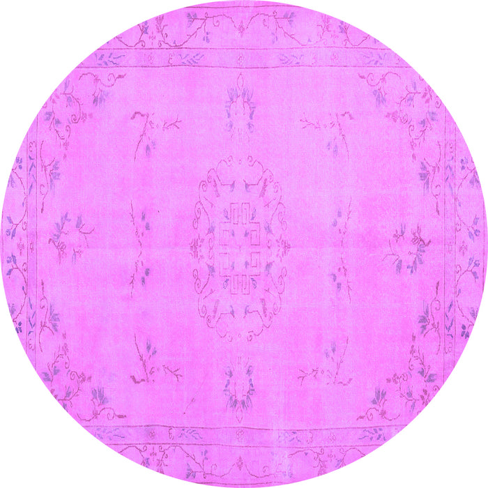 Round Machine Washable Abstract Purple Contemporary Area Rugs, wshcon462pur