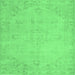 Square Machine Washable Abstract Emerald Green Contemporary Area Rugs, wshcon462emgrn