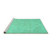 Sideview of Machine Washable Abstract Turquoise Contemporary Area Rugs, wshcon462turq