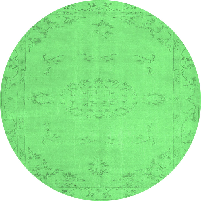 Round Abstract Emerald Green Contemporary Rug, con462emgrn