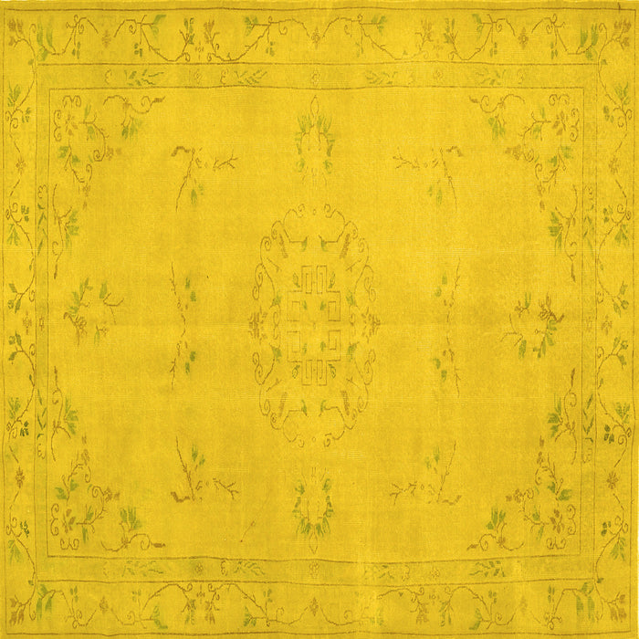 Square Machine Washable Abstract Yellow Contemporary Rug, wshcon462yw