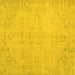 Square Machine Washable Abstract Yellow Contemporary Rug, wshcon462yw