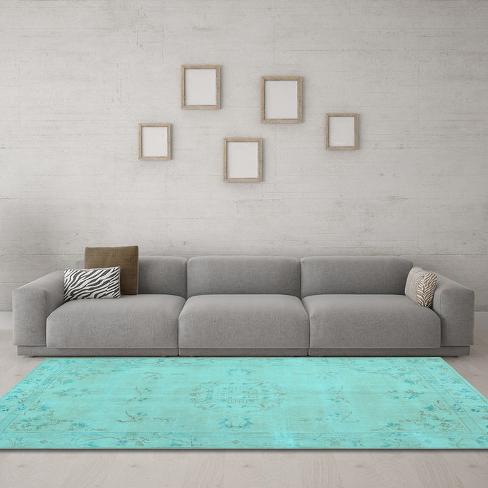 Machine Washable Abstract Light Blue Contemporary Rug in a Living Room, wshcon462lblu