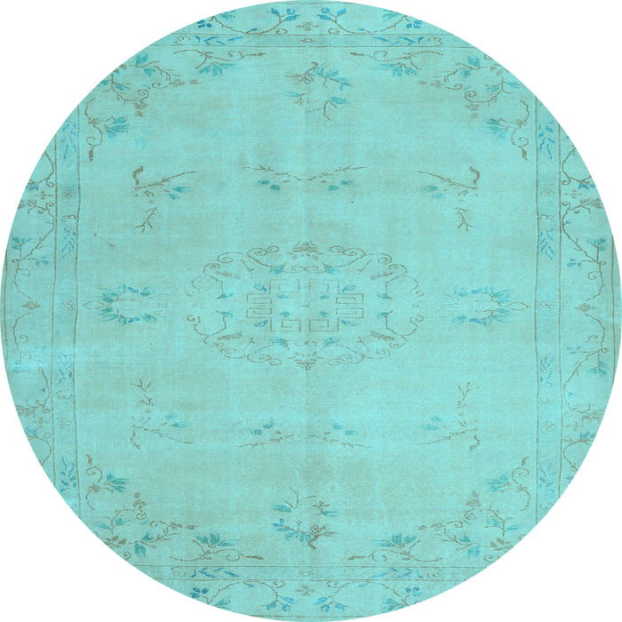 Round Machine Washable Abstract Light Blue Contemporary Rug, wshcon462lblu
