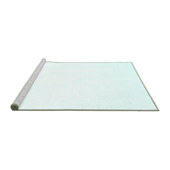 Sideview of Machine Washable Solid Turquoise Modern Area Rugs, wshcon464turq