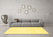 Machine Washable Solid Yellow Modern Rug in a Living Room, wshcon465yw