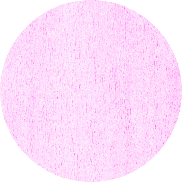 Round Machine Washable Solid Pink Modern Rug, wshcon465pnk