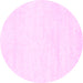 Round Machine Washable Solid Pink Modern Rug, wshcon465pnk
