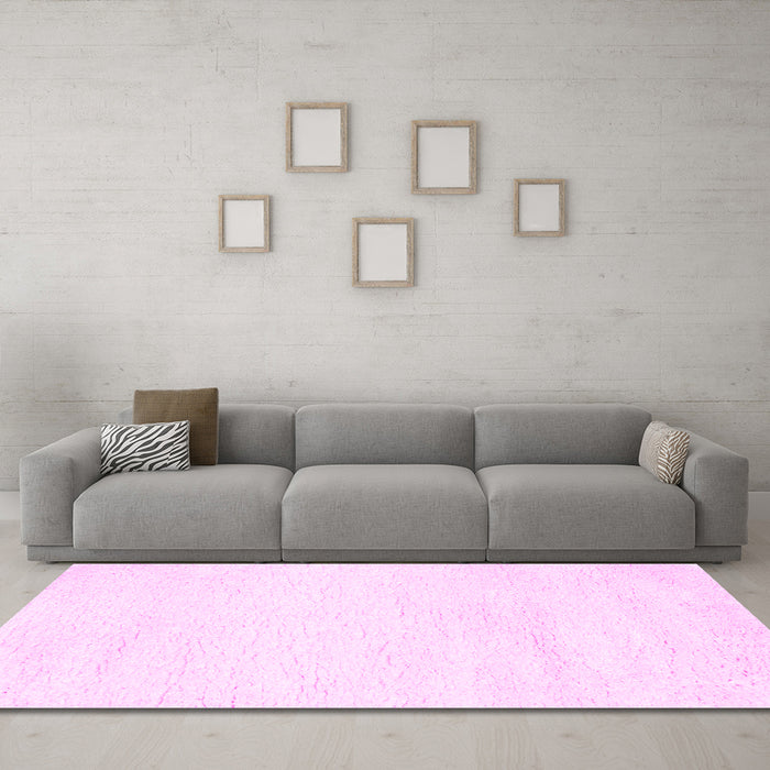 Machine Washable Solid Pink Modern Rug in a Living Room, wshcon465pnk
