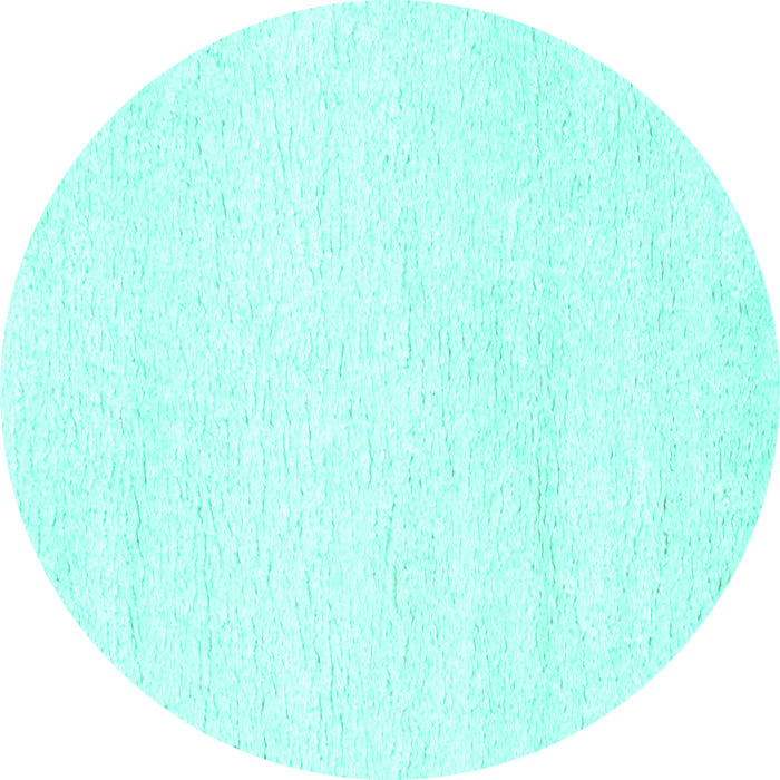 Round Machine Washable Solid Turquoise Modern Area Rugs, wshcon465turq