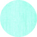 Round Solid Turquoise Modern Rug, con465turq