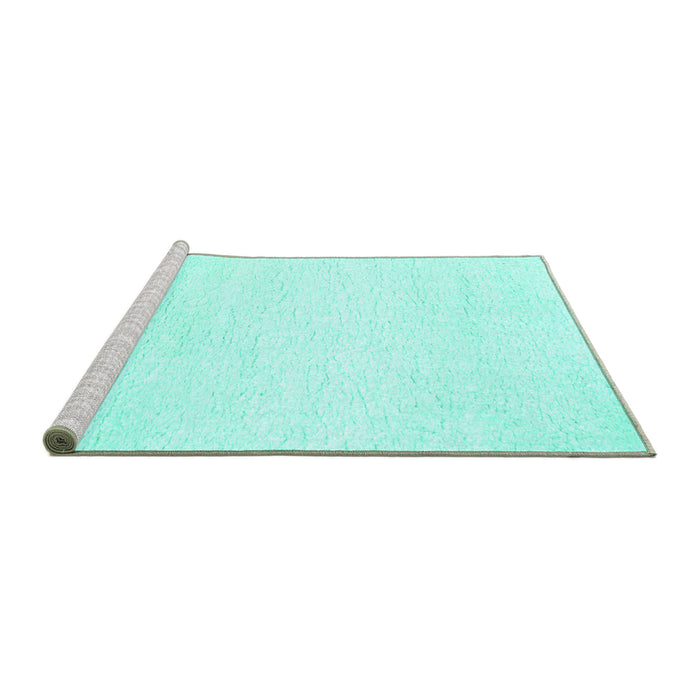 Sideview of Machine Washable Solid Turquoise Modern Area Rugs, wshcon465turq