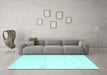 Machine Washable Solid Turquoise Modern Area Rugs in a Living Room,, wshcon466turq