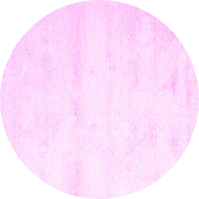 Round Machine Washable Solid Pink Modern Rug, wshcon466pnk