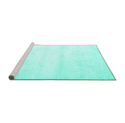 Sideview of Machine Washable Solid Turquoise Modern Area Rugs, wshcon466turq