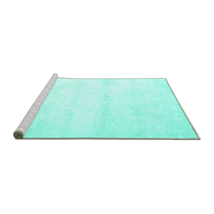 Sideview of Machine Washable Solid Turquoise Modern Area Rugs, wshcon466turq