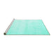Sideview of Machine Washable Solid Turquoise Modern Area Rugs, wshcon466turq