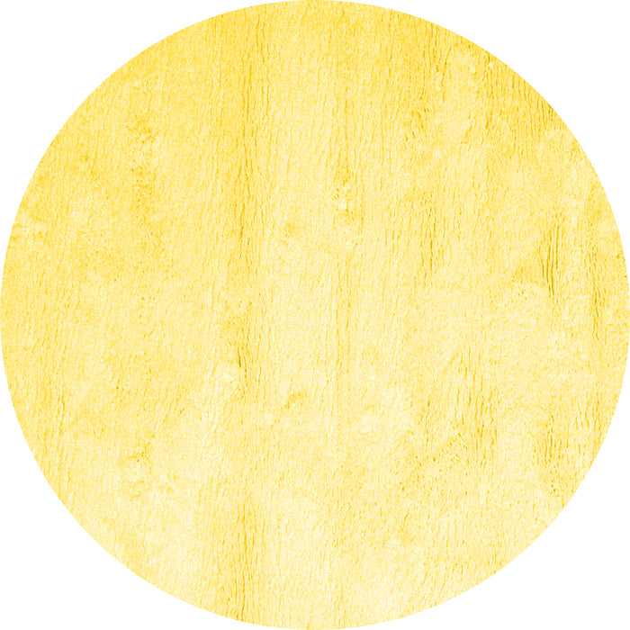 Round Solid Yellow Modern Rug, con466yw