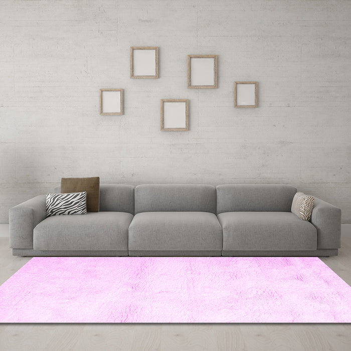Machine Washable Solid Pink Modern Rug in a Living Room, wshcon466pnk