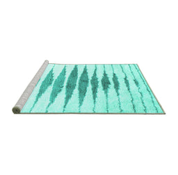 Sideview of Machine Washable Solid Turquoise Modern Area Rugs, wshcon467turq